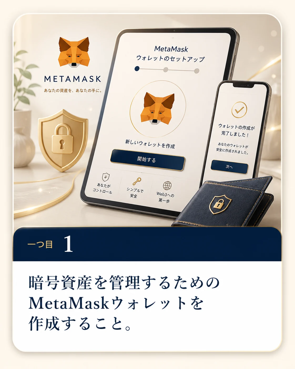 一つ目 暗号資産を管理するためのMetaMaskウォレットを作成すること。