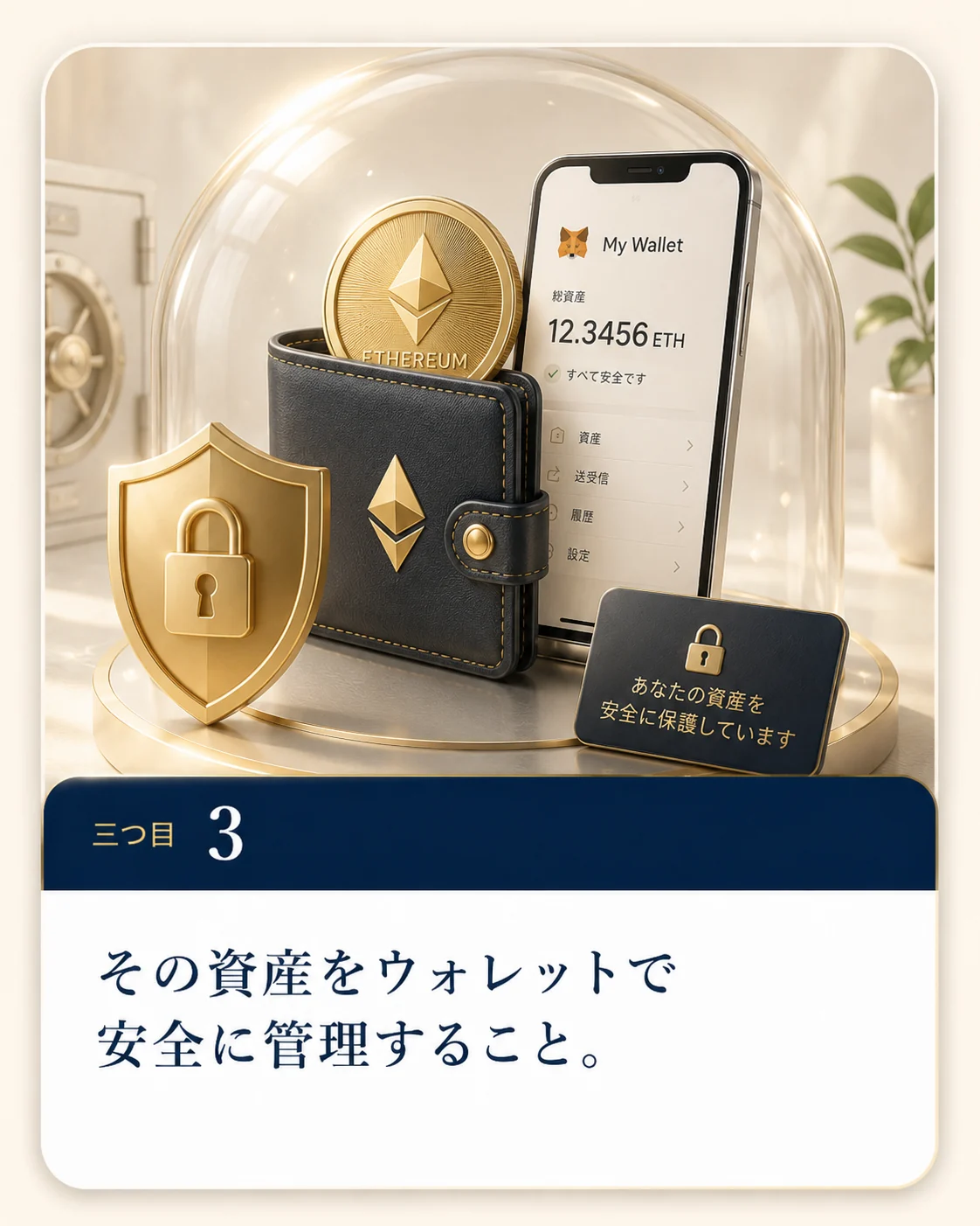 三つ目 その資産をウォレットで安全に管理すること。