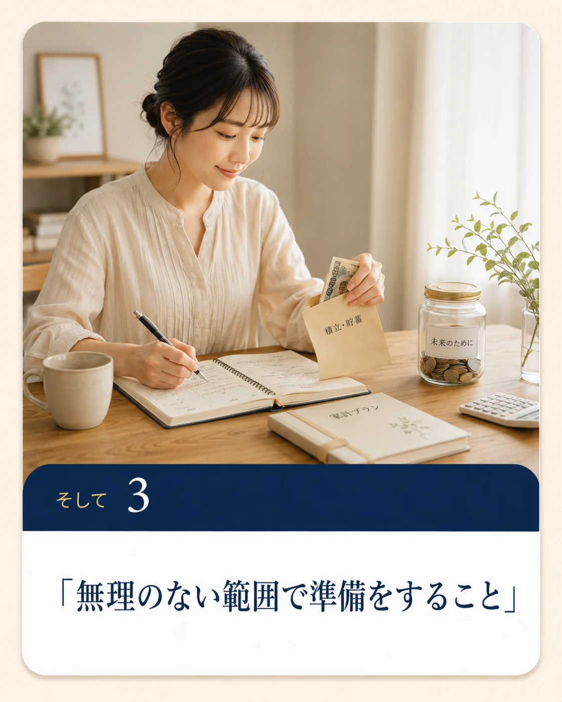 そして3 「無理のない範囲で準備をすること」
